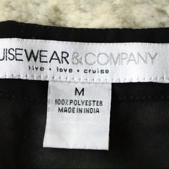 BLACK BEACH COVER UP  CRUISE WEAR & CO Embroidered Embellished Excellent conditi - Picture 4 of 8